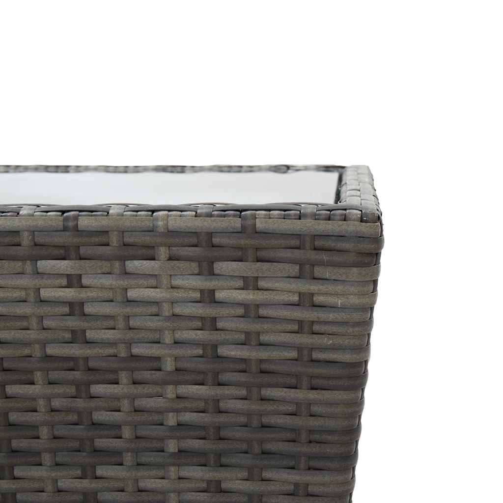 vidaXL Tea Table | Grey and transparent | PE rattan, steel, tempered glass 5