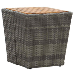 vidaXL Tea Table | Grey and natural wood | PE rattan, steel, solid acacia wood 3