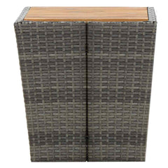 vidaXL Tea Table | Grey and natural wood | PE rattan, steel, solid acacia wood 4