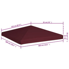 vidaXL Gazebo Top Cover 310 g/m² 3x3 m Bordeaux 6