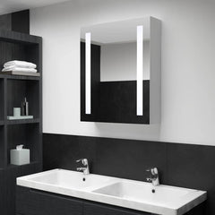 LED Bathroom Mirror Cabinet 50x13x70 cm White and silver