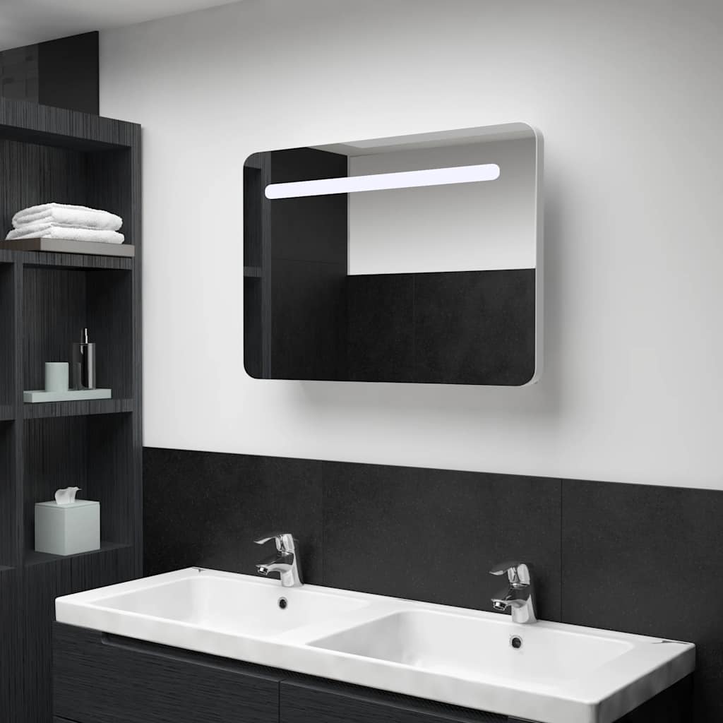 vidaXL LED Bathroom Mirror Cabinet 80x9,5x55 cm 1