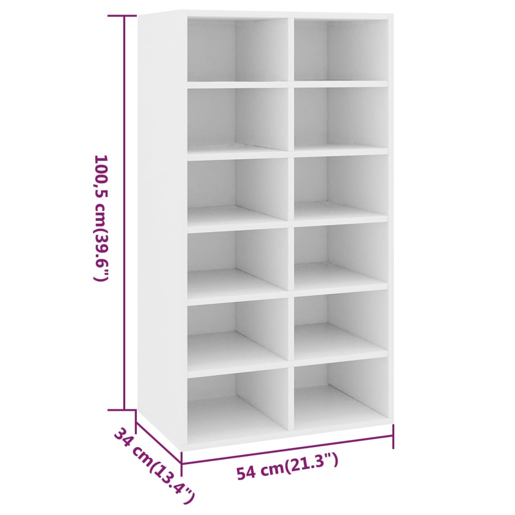vidaXL Shoe Rack | White | Engineered wood | Approx. 54x34x100.5 cm | Shoe Rack 6