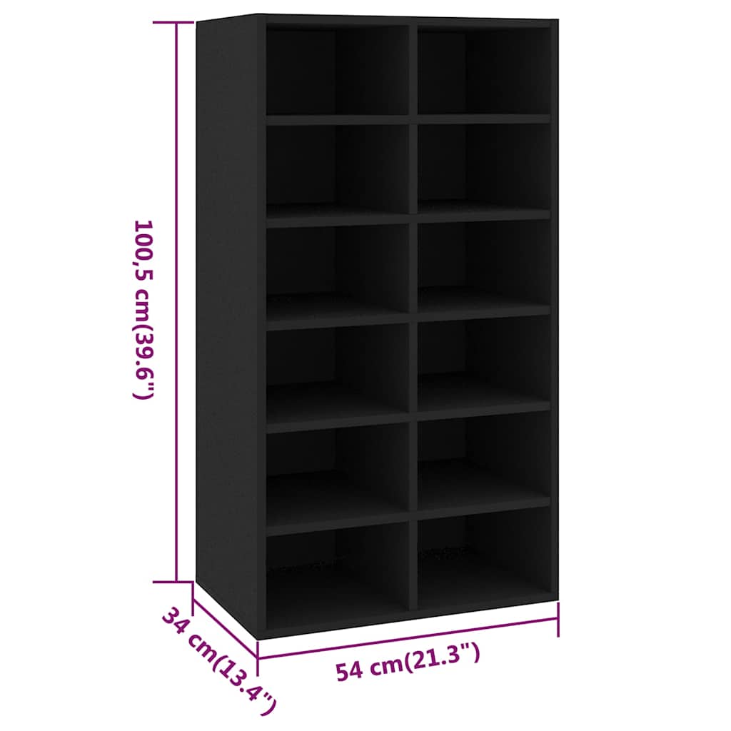 vidaXL Shoe Rack | Black | Engineered Wood | Medium | Shoe Rack | Rectangular 6