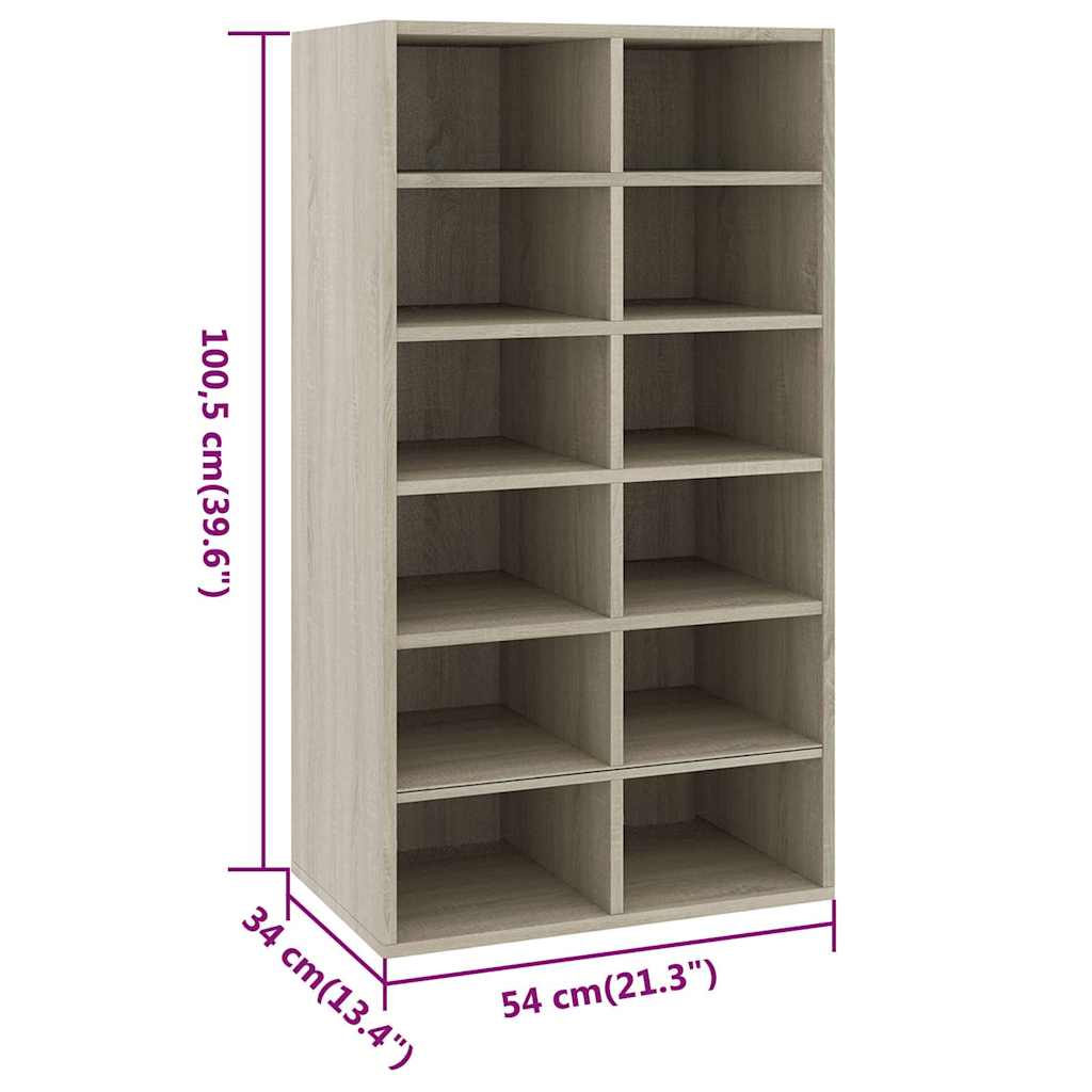 vidaXL Shoe Rack | Sonoma oak | Engineered wood | 54x34x100.5 cm | Shoe Rack 6