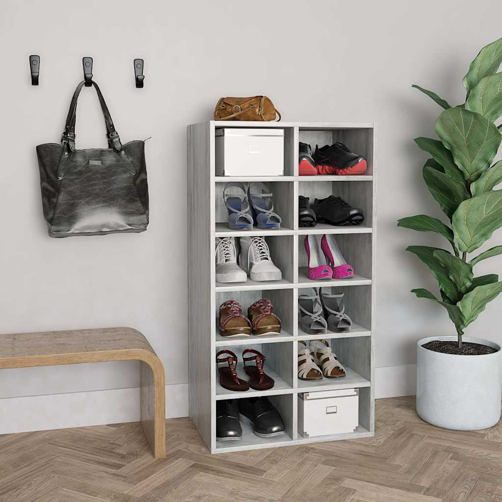 vidaXL Shoe Rack | Concrete Grey | Engineered Wood | Medium | Shoe Rack 1