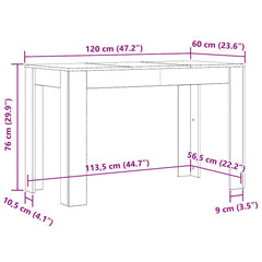 vidaXL Dining Table Sonoma Oak 120x60x76 cm Engineered Wood 6