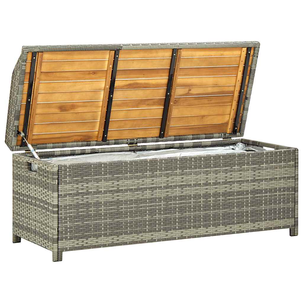 vidaXL Garden Storage Bench 120 cm Poly Rattan Grey 5