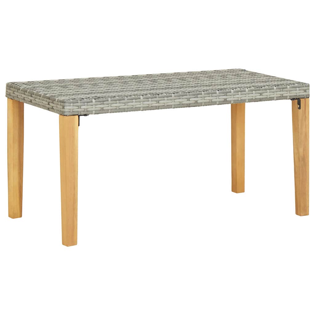 vidaXL Garden Bench 120 cm Grey Poly Rattan and Solid Acacia Wood 1