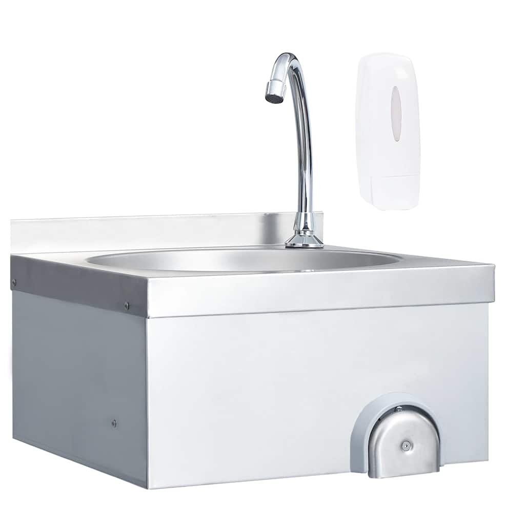 51113 vidaXL Hand Wash Sink with Faucet and Soap Dispenser Stainless Steel 1