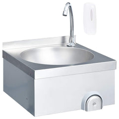 51113 vidaXL Hand Wash Sink with Faucet and Soap Dispenser Stainless Steel 2