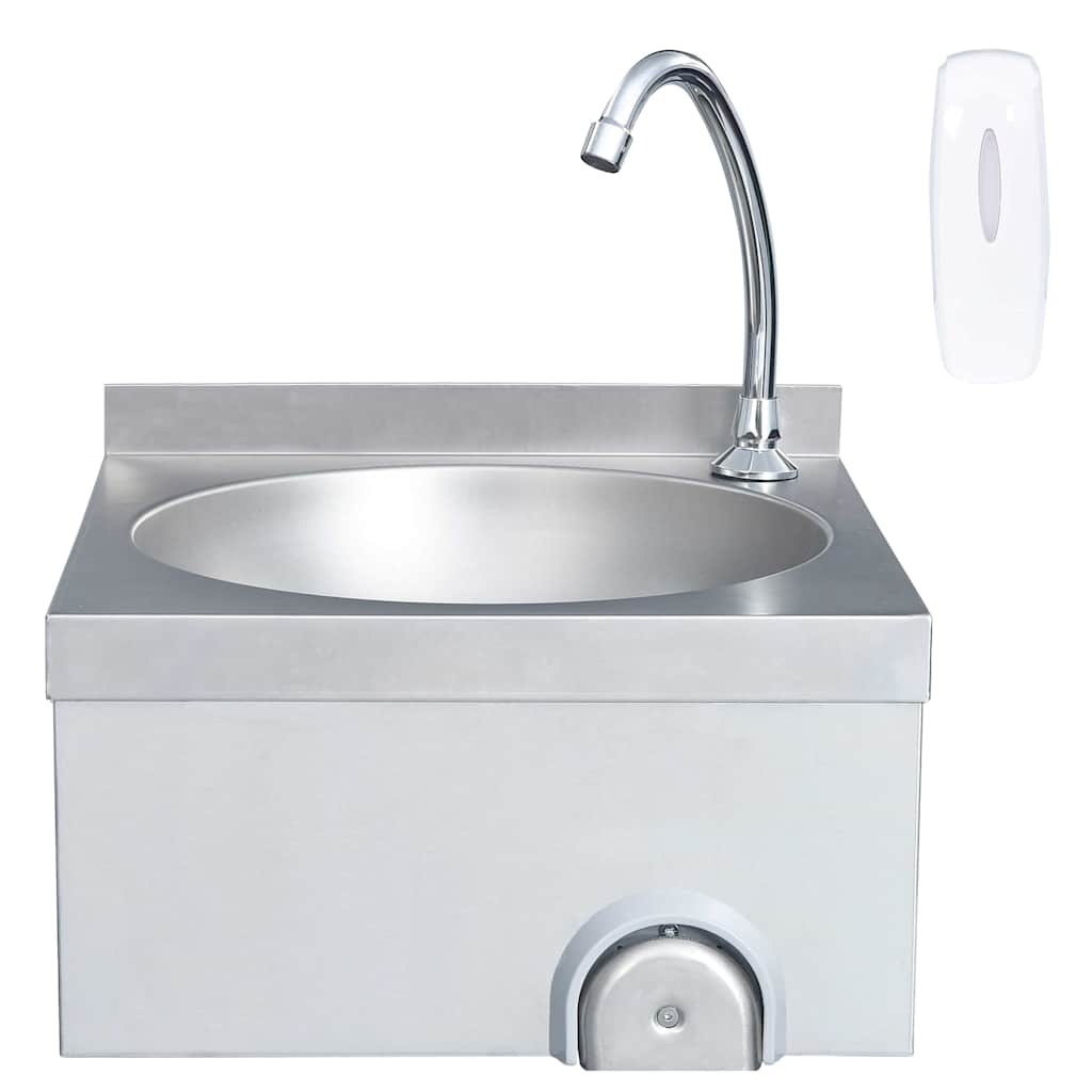 51113 vidaXL Hand Wash Sink with Faucet and Soap Dispenser Stainless Steel 3