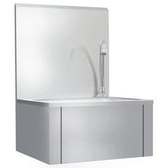 51114 vidaXL Hand Wash Sink with Faucet and Soap Dispenser Stainless Steel 4