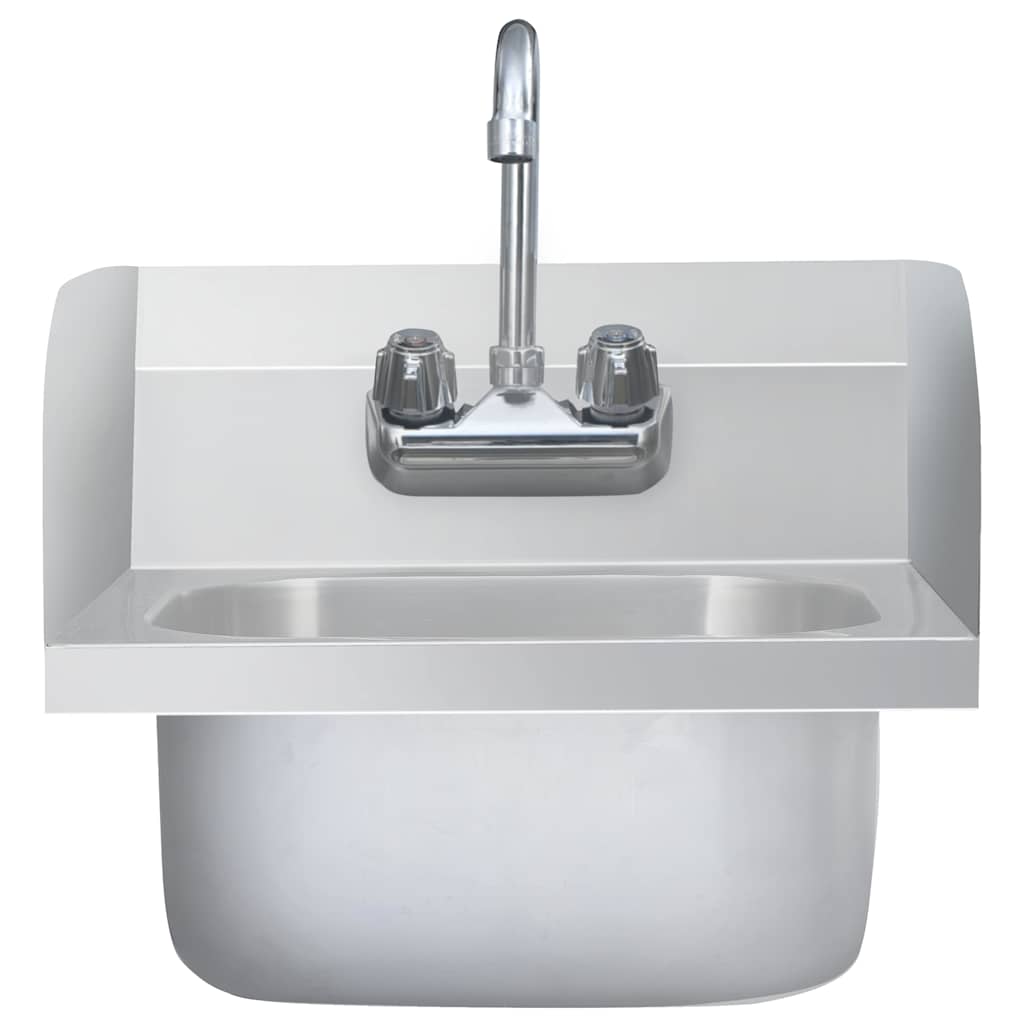 51115 vidaXL Commercial Hand Wash Sink with Faucet Stainless Steel 3