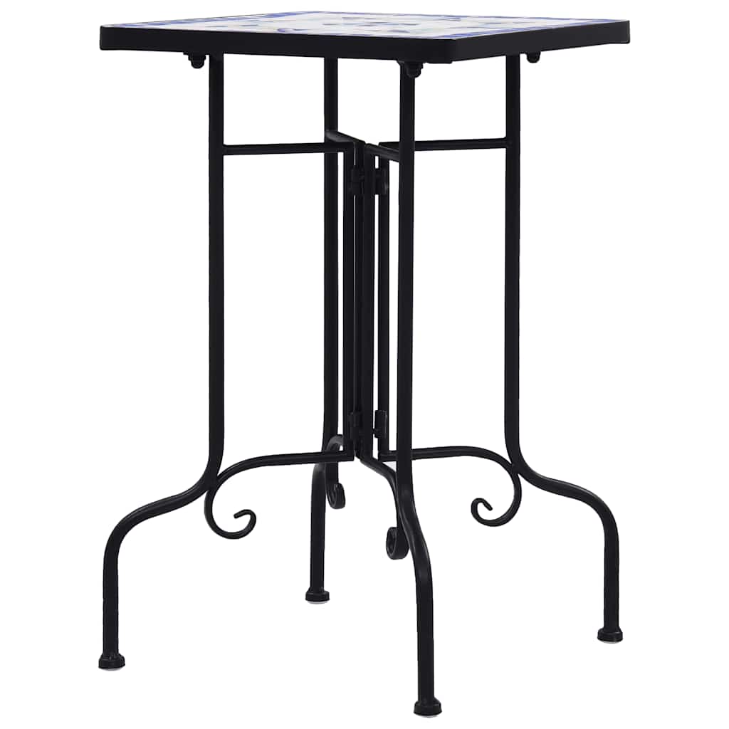 vidaXL Side Table | Blue and White | Iron and Ceramic | Small | Durable 3