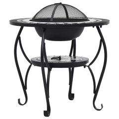 Mosaic Fire Pit Table 68 cm Ceramic Black