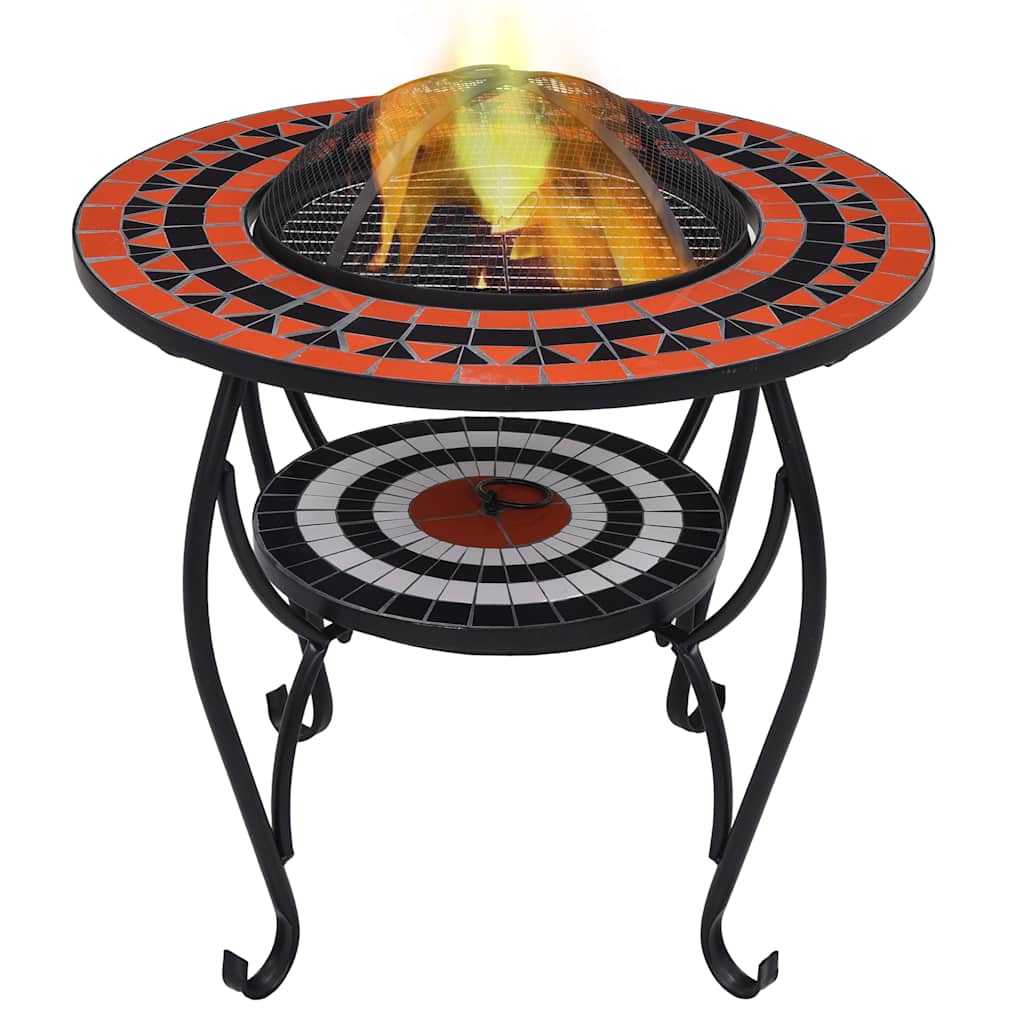 Mosaic Fire Pit Table 68 cm Ceramic Terracotta and white