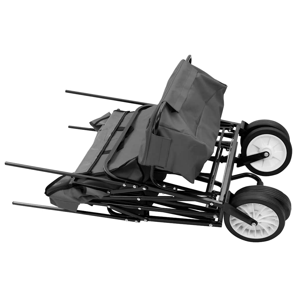 vidaXL Folding Hand Trolley with Canopy Steel Grey 4
