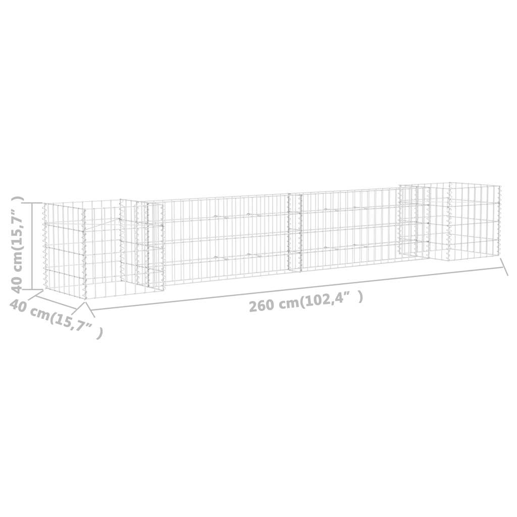 vidaXL Gabion Planter | Silver | Steel wire | 260x40x40 cm 5