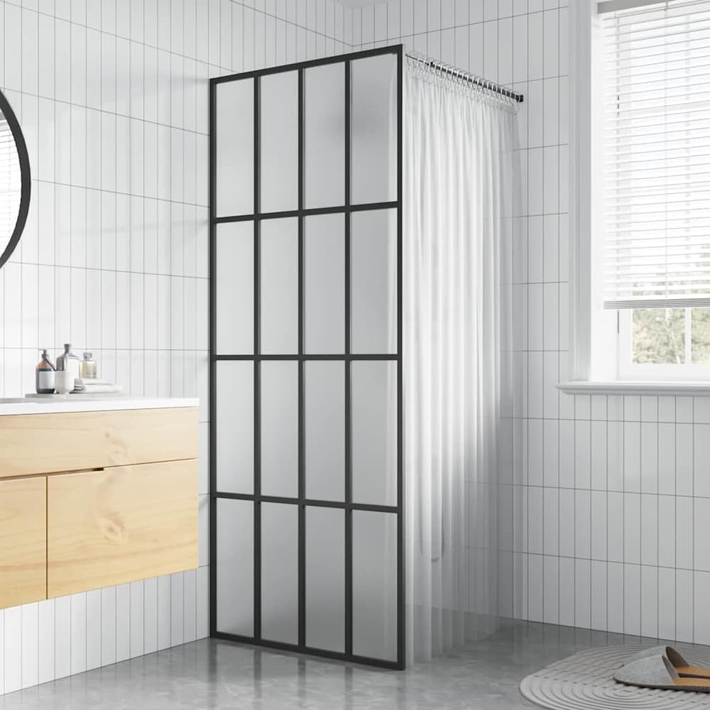 Walk-in Shower Screen Clear Tempered Glass Frosted white