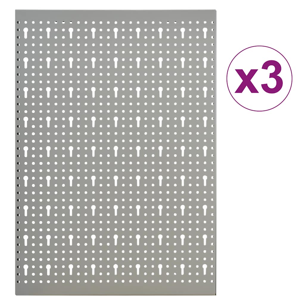 vidaXL Wall-mounted Peg Boards 3 pcs 40x58 cm Steel 3