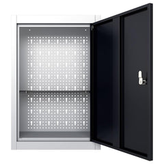 vidaXL Wall Mounted Tool Cabinet Industrial Style Metal Grey and Black 3