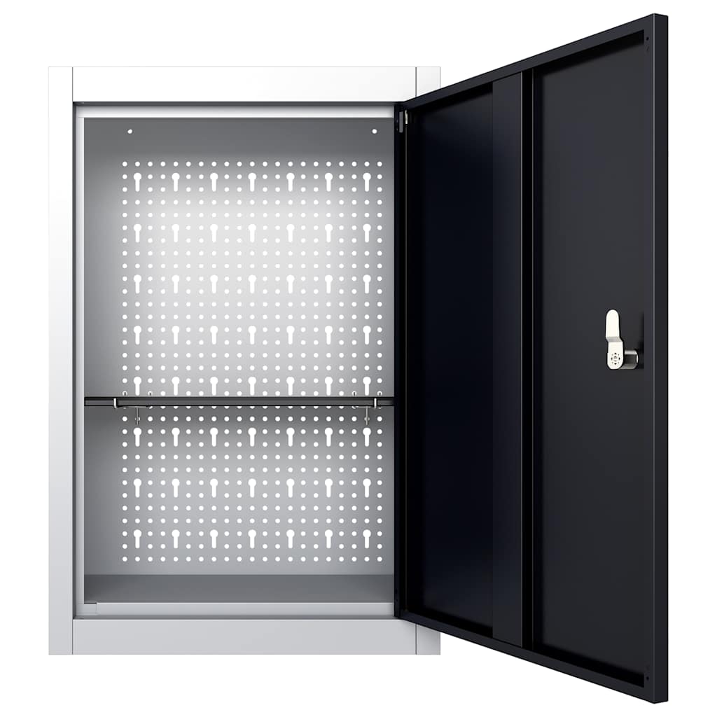 Wall Mounted Tool Cabinet Industrial Style Metal Grey and Black 40 x 19 x 60 cm