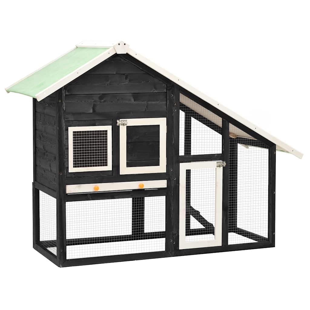 Rabbit Hutch 140x63x120 cm Solid Firwood Grey and white