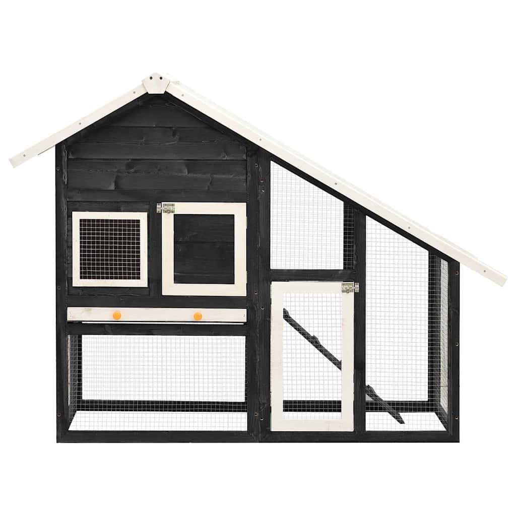 Rabbit Hutch 140x63x120 cm Solid Firwood Grey and white