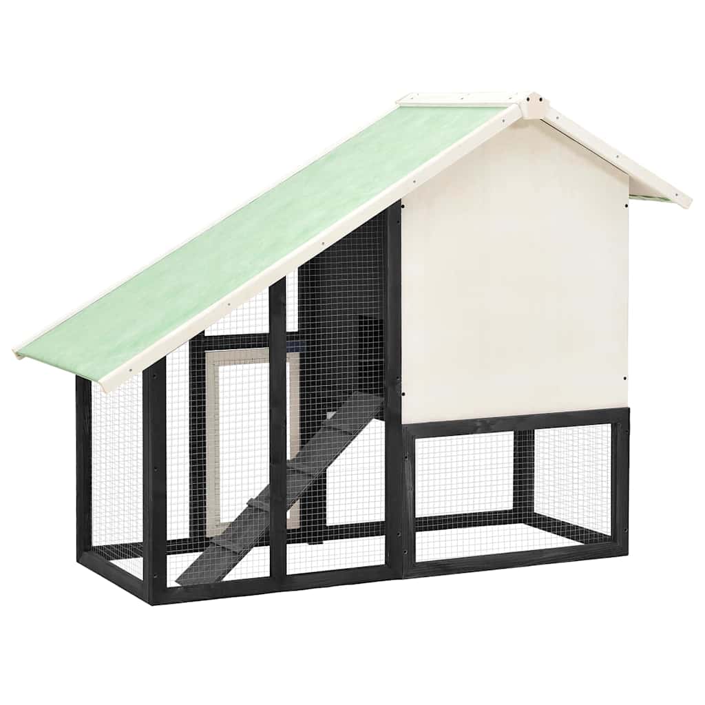 Rabbit Hutch 140x63x120 cm Solid Firwood Grey and white