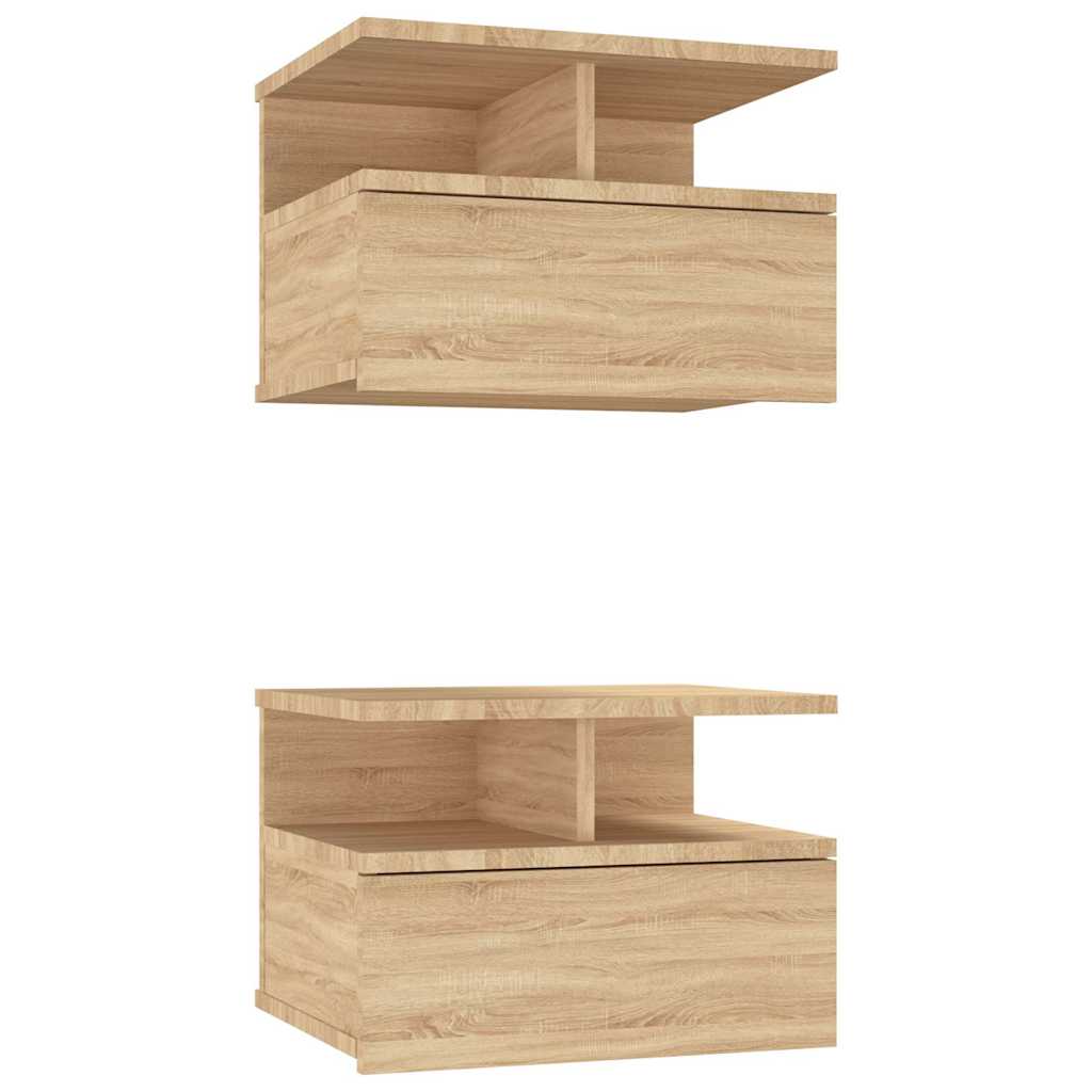 vidaXL Floating Nightstand | Set of 2 | Sonoma oak | Engineered wood | Compact 2