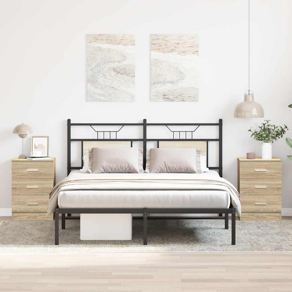vidaXL Bedside Cabinets 38x35x56 cm Engineered Wood 2 pcs