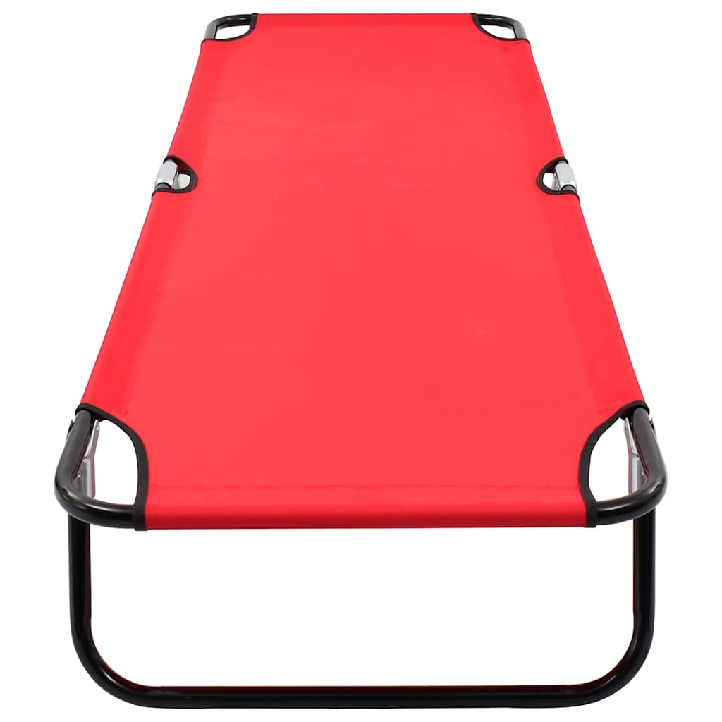 Folding Sun Lounger Steel Red