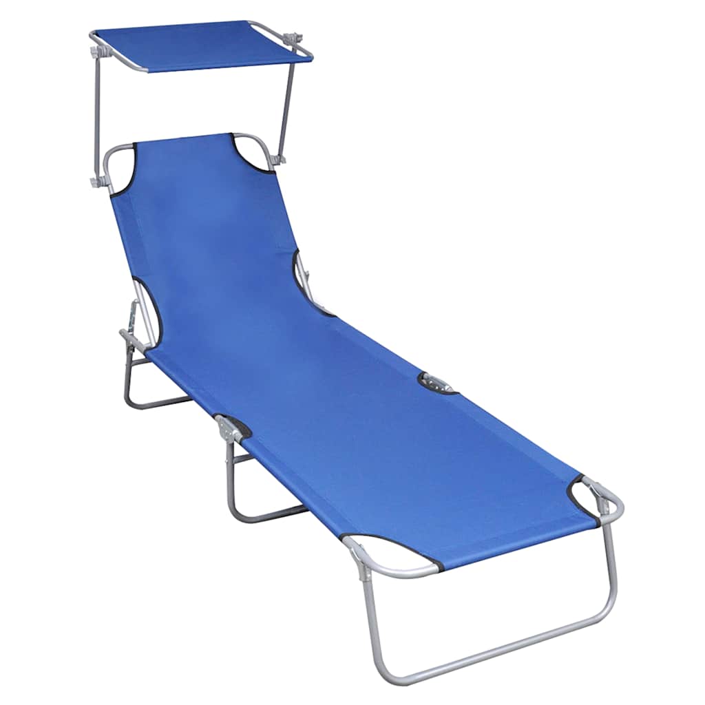 vidaXL Folding Sun Lounger with Canopy Aluminium