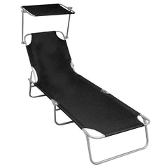 vidaXL Folding Sun Lounger with Canopy Aluminium