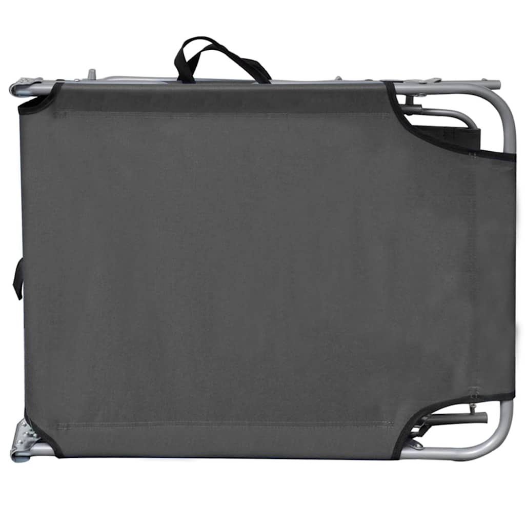 vidaXL Folding Sun Lounger with Canopy Grey Aluminium 4