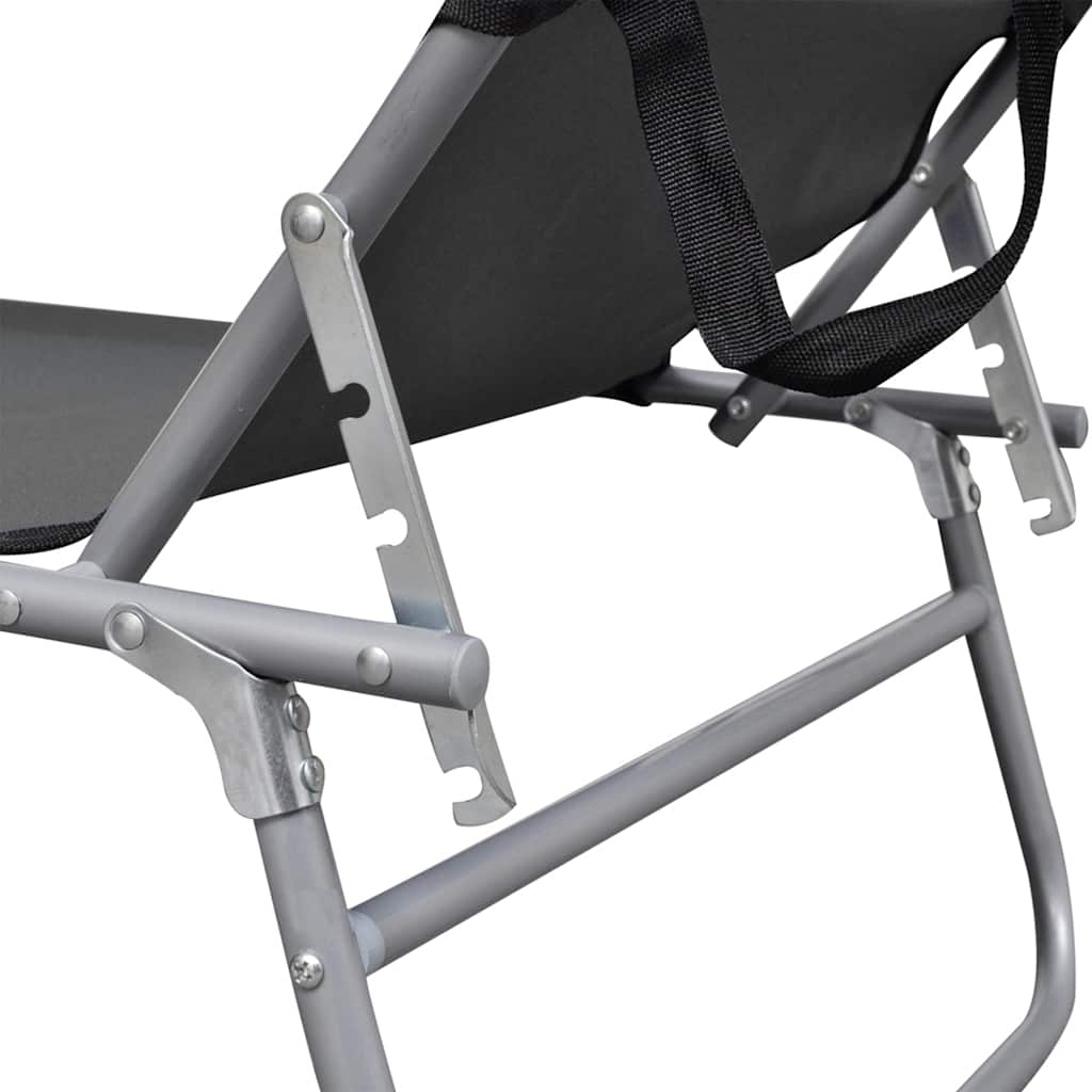 vidaXL Folding Sun Lounger with Canopy Grey Aluminium 5