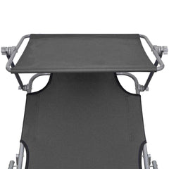 vidaXL Folding Sun Lounger with Canopy Grey Aluminium 6
