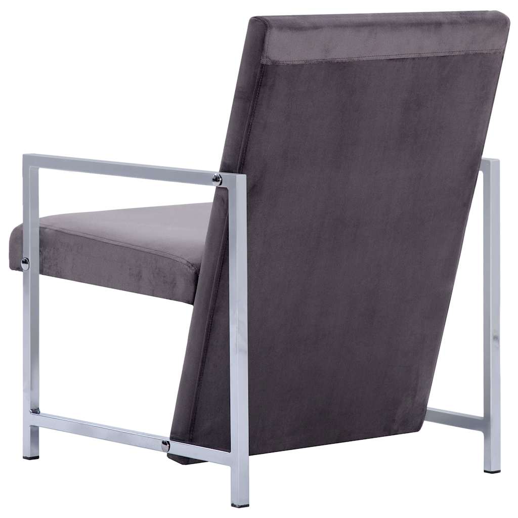 vidaXL Armchair with Chrome Feet Dark Gray Velvet 4