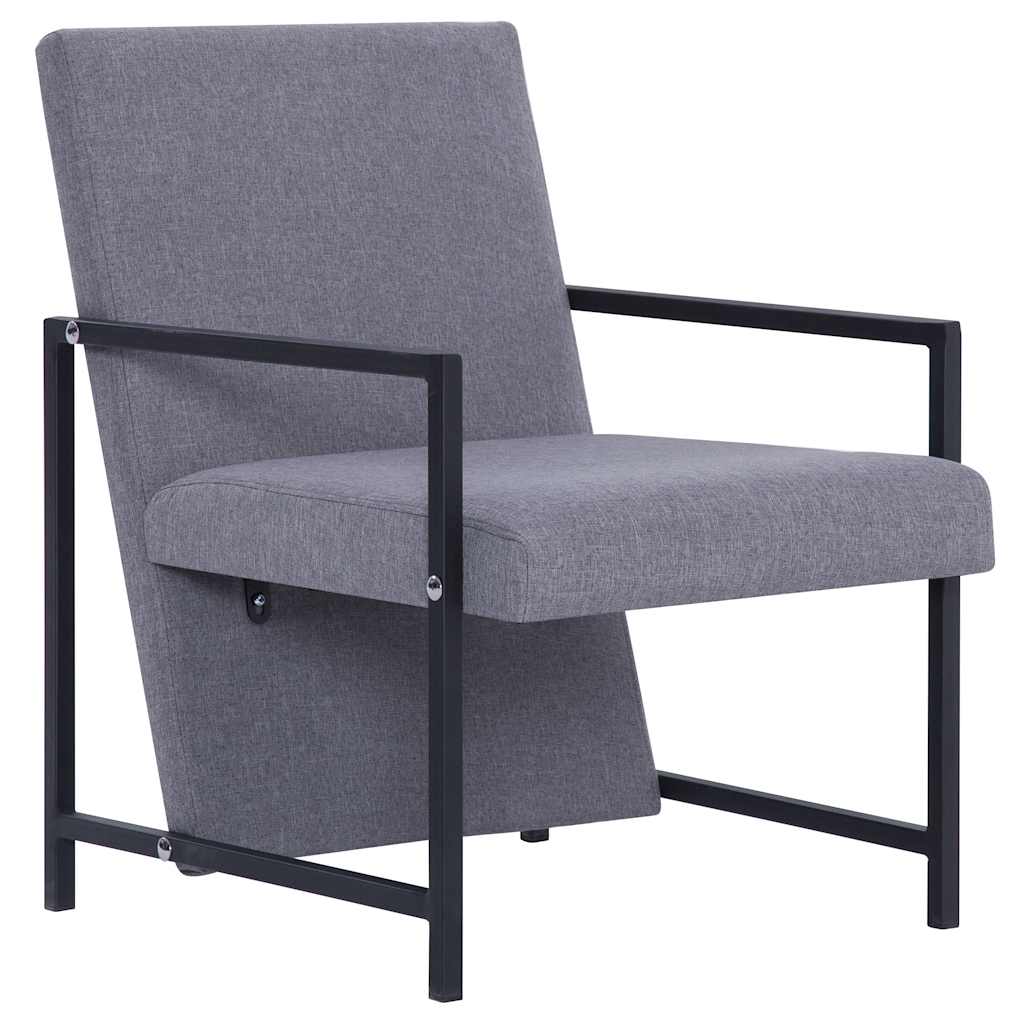 vidaXL Armchair with Chrome Feet Light Grey Fabric 2