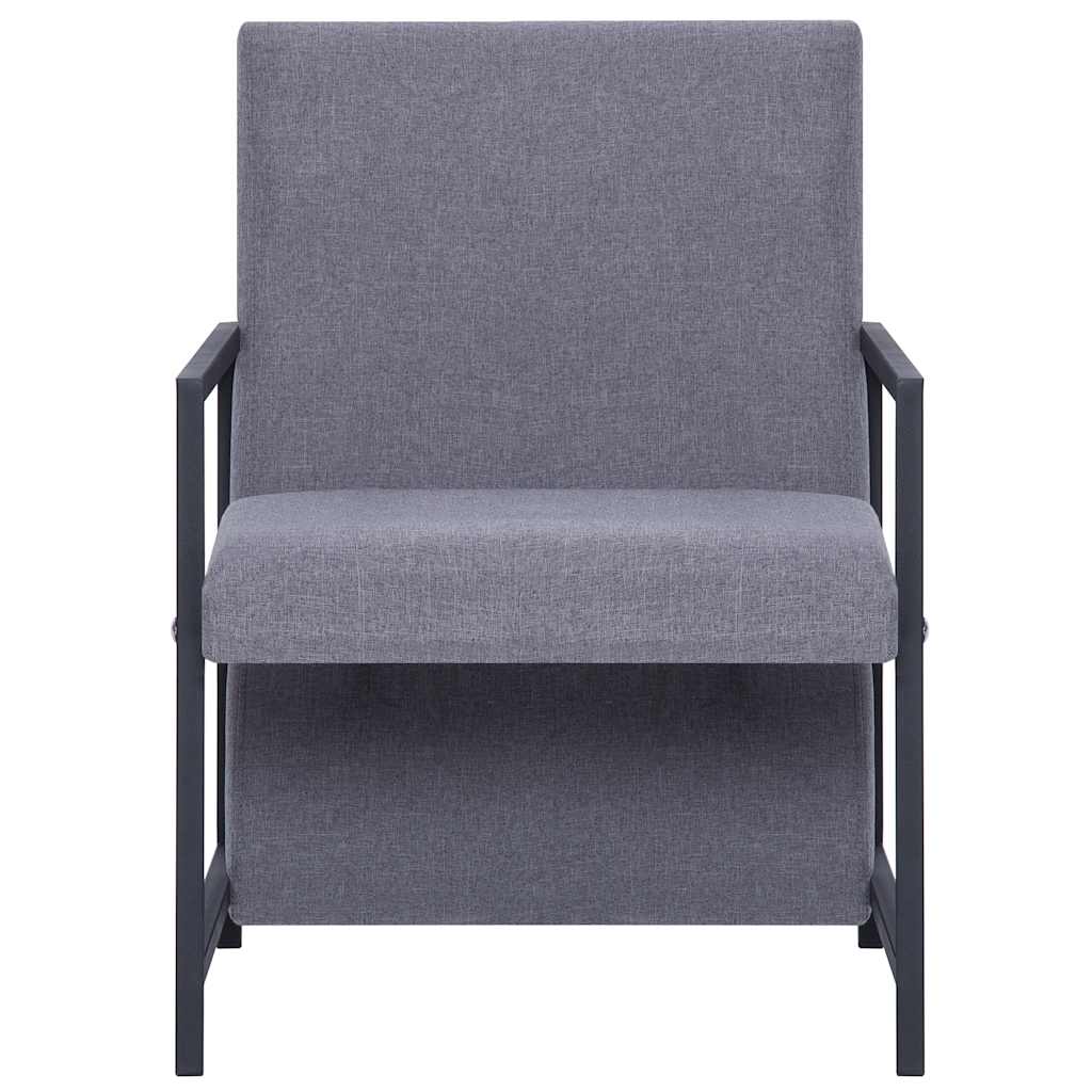 vidaXL Armchair with Chrome Feet Light Grey Fabric 3