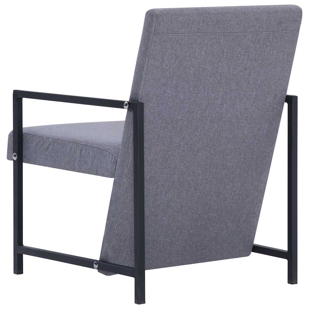 vidaXL Armchair with Chrome Feet Light Grey Fabric 4