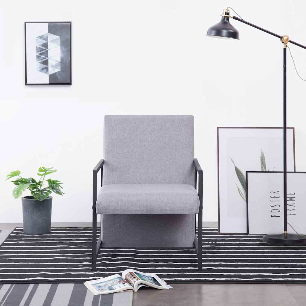 vidaXL Armchair with Chrome Feet Light Grey Fabric 1