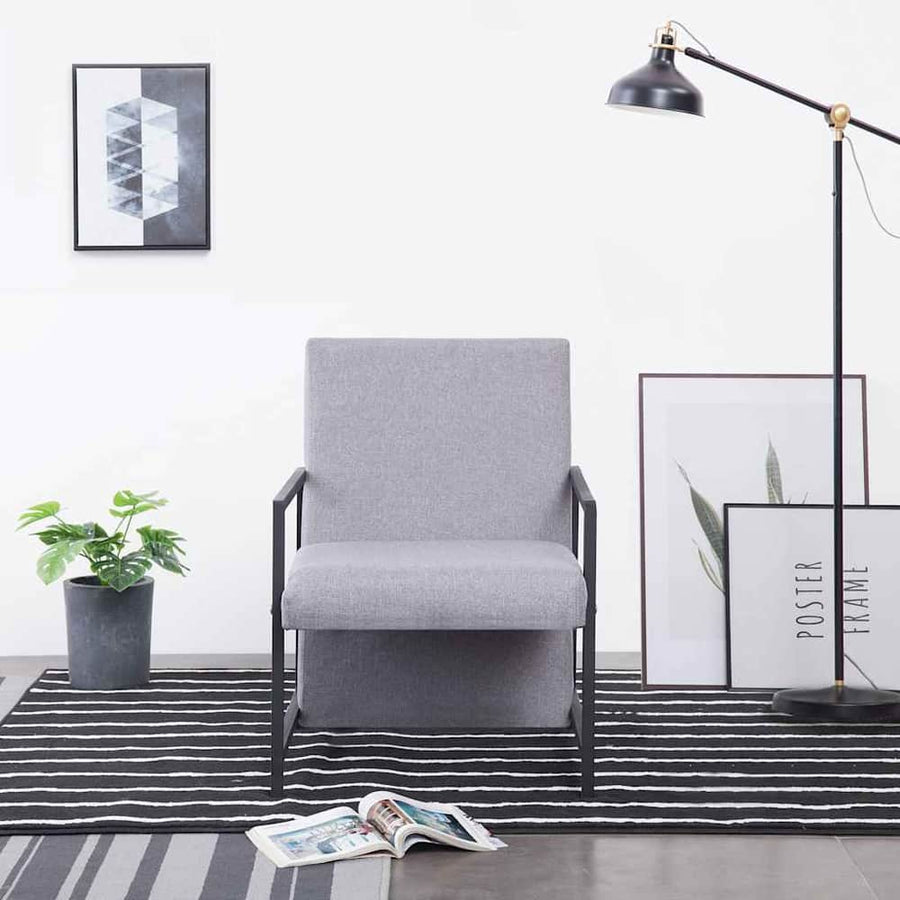 vidaXL Armchair with Chrome Feet Light Grey Fabric 1