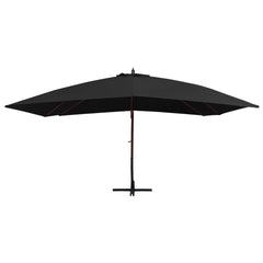 vidaXL Hanging Garden Parasol with Wooden Pole 400x300 cm Black 2