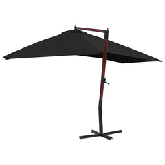vidaXL Hanging Garden Parasol with Wooden Pole 400x300 cm Black 3