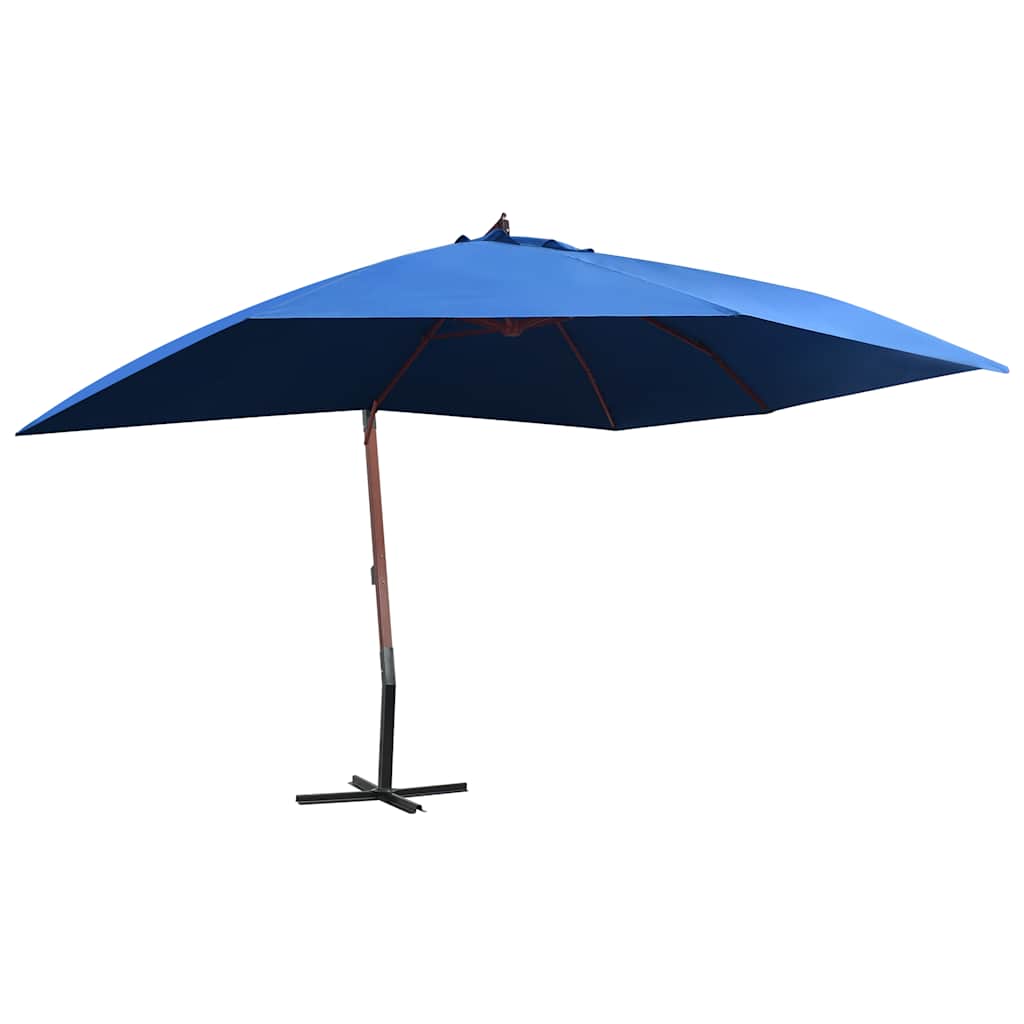 vidaXL Hanging Garden Parasol with Wooden Pole 400x300 cm Blue 1