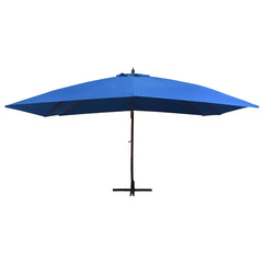 vidaXL Hanging Garden Parasol with Wooden Pole 400x300 cm Blue 2