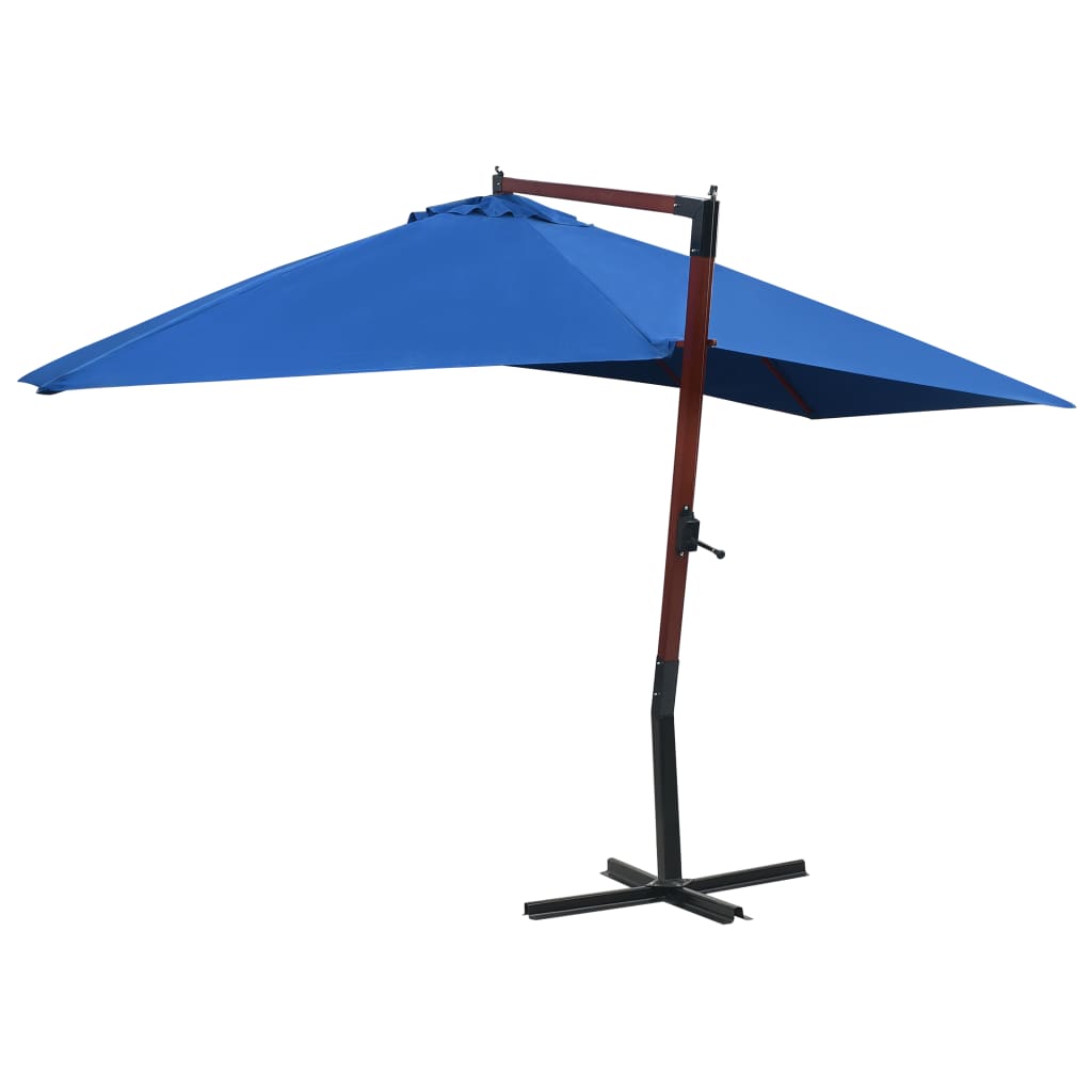 vidaXL Hanging Garden Parasol with Wooden Pole 400x300 cm Blue 3