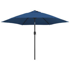 Outdoor Parasol with LED Lights and Steel Pole 300 cm Azure